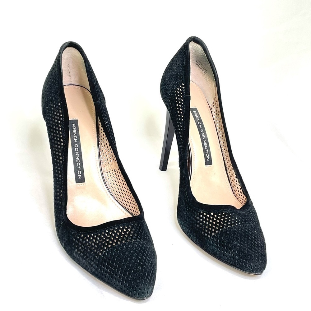 French Connection Monet Black Suede Pumps Sz 8 - Picture 4 of 9